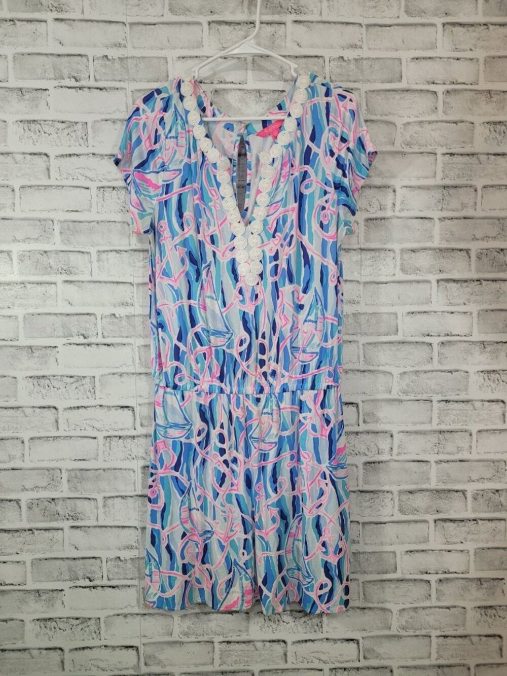 Lilly Pulitzer Rebel Skort Short Sleeve Romper Reel Nautical Anchors Large